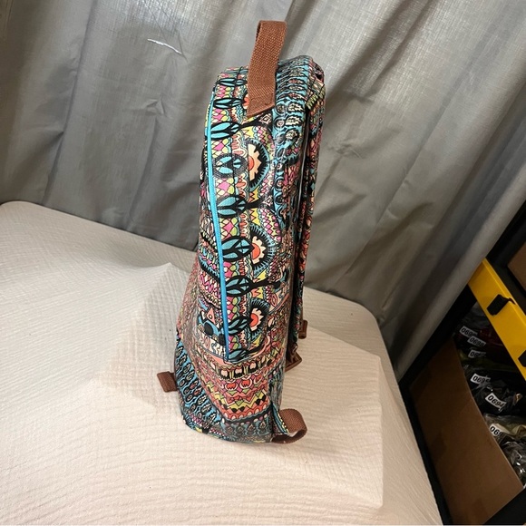 New SAKROOTS Multicolor Aqua Coated Canvas Large Rockaway Cargo Backpack Boho main image 10